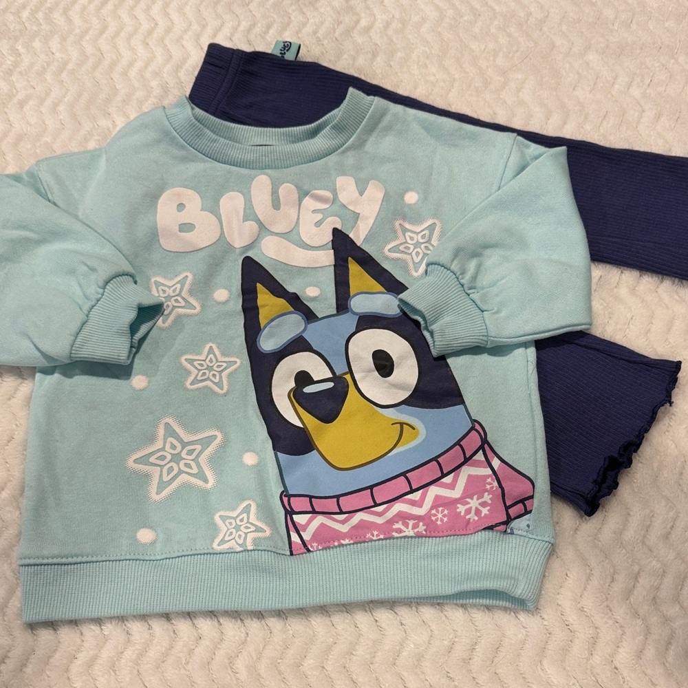 12M Bluey Blue Sweatshirt and Flare Pants Set